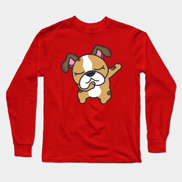 Dabbing French Bulldog Cute Dog cartoon Long Sleeve T-Shirt by Kawaii Bomb